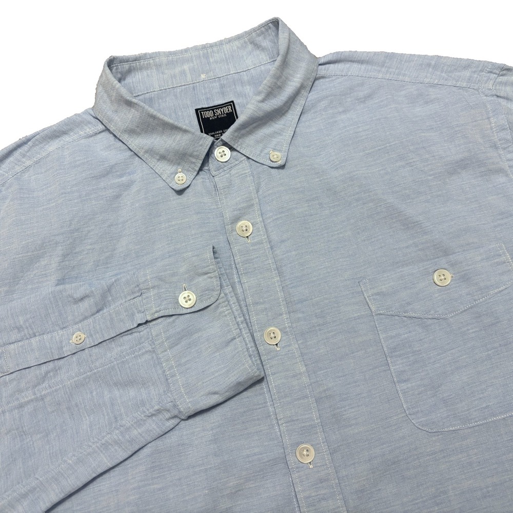 Todd Snyder Shirt Light Blue Cotton Button Down Long Sleeve Lightweight Mens L